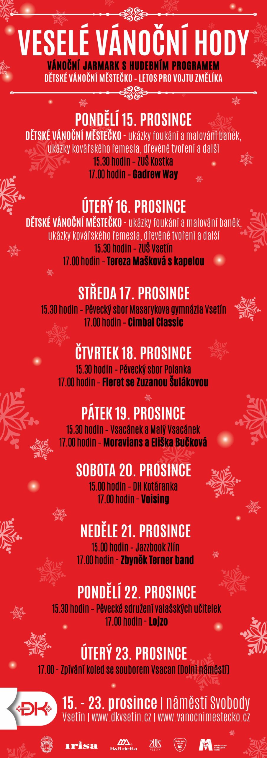 Program Vánočního programu Vsetín.