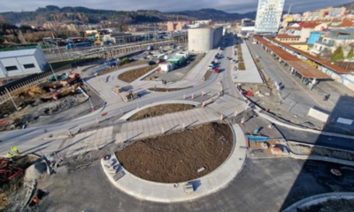 Nová okružní křižovatka u nemocnice ve Vsetíně